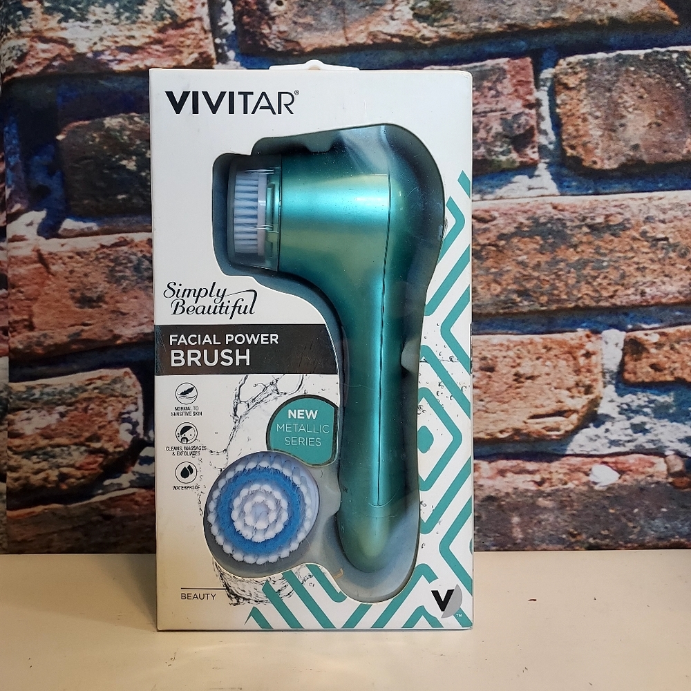 VIVITAR Simply Beautiful Facial Power Brush Metallic Green